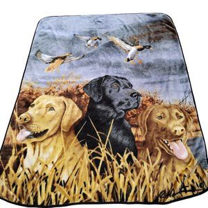 Queen size dog golden retriever lab fuzzy duck hunting throw blanket